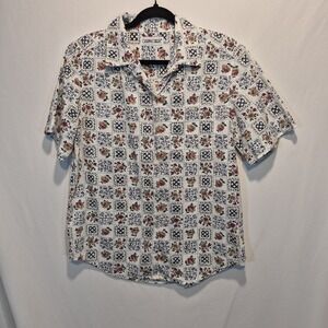 Cabin Creek Womens Lrg Shirt Cottage Granny 90's Vintage Boho Floral Blocks Folk